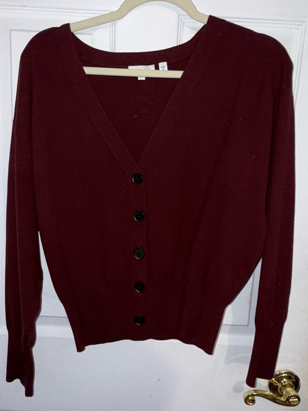 A.L.C. Deep Burgundy V-Neck Button Front Cardigan S
